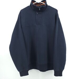Orvis Mens Pullover Quarter Zip Sweatshirt L Navy Blue Fleece Gorpcore